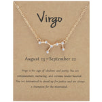 12 Zodiac Signs With Diamonds Necklace Card Rhinestones Collarbone Chain Pendant, Scorpio Golden, Sagittarius Golden, Capricorn Golden, Taurus Golden, Pisces Golden, Leo Golden, Libra Golden, Cancer Golden, Aquarius Golden, Virgo Golden, Aries Golden  ...