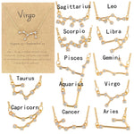 12 Zodiac Signs With Diamonds Necklace Card Rhinestones Collarbone Chain Pendant, Scorpio Golden, Sagittarius Golden, Capricorn Golden, Taurus Golden, Pisces Golden, Leo Golden, Libra Golden, Cancer Golden, Aquarius Golden, Virgo Golden, Aries Golden  ...