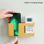 ダブルグリッド壁掛け収納ボックス リモコン・雑貨オーガナイザー 携帯電話充電ホルダー ダブルブルー