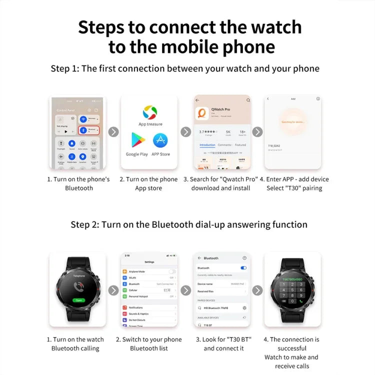 T30 1.6インチ アウトドアスポーツ防水スマート音楽 Bluetooth通話ウォッチ、ブラック、ダークグリーン、ブラックスチール+シリコン、ブラックネット+シリコン