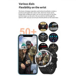 T30 1.6インチ アウトドアスポーツ防水スマート音楽 Bluetooth通話ウォッチ、ブラック、ダークグリーン、ブラックスチール+シリコン、ブラックネット+シリコン