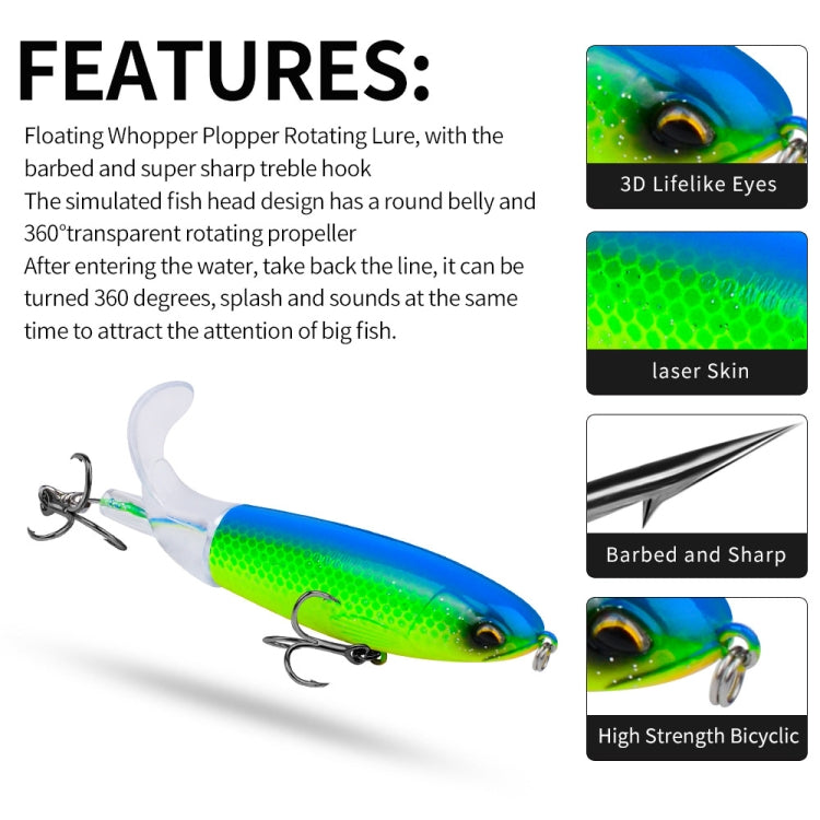PROBEROS DW601 360度回転プロペラルアー トップウォーター テザー付きトラクター 浮く偽魚ベイト、10.5cm/13.5g、11.5cm/16.5g、14.5cm/32.5g