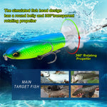 PROBEROS DW601 360度回転プロペラルアー トップウォーター テザー付きトラクター 浮く偽魚ベイト、10.5cm/13.5g、11.5cm/16.5g、14.5cm/32.5g