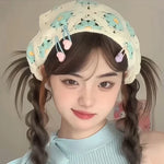 手作りクロシェ三角ヘッドバンド 多用途ヴィンテージガールラスティックヘアバンド ワンサイズ