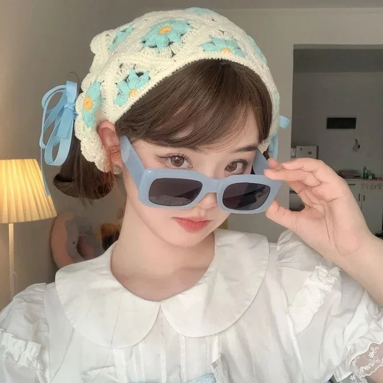 手作りクロシェ三角ヘッドバンド 多用途ヴィンテージガールラスティックヘアバンド ワンサイズ