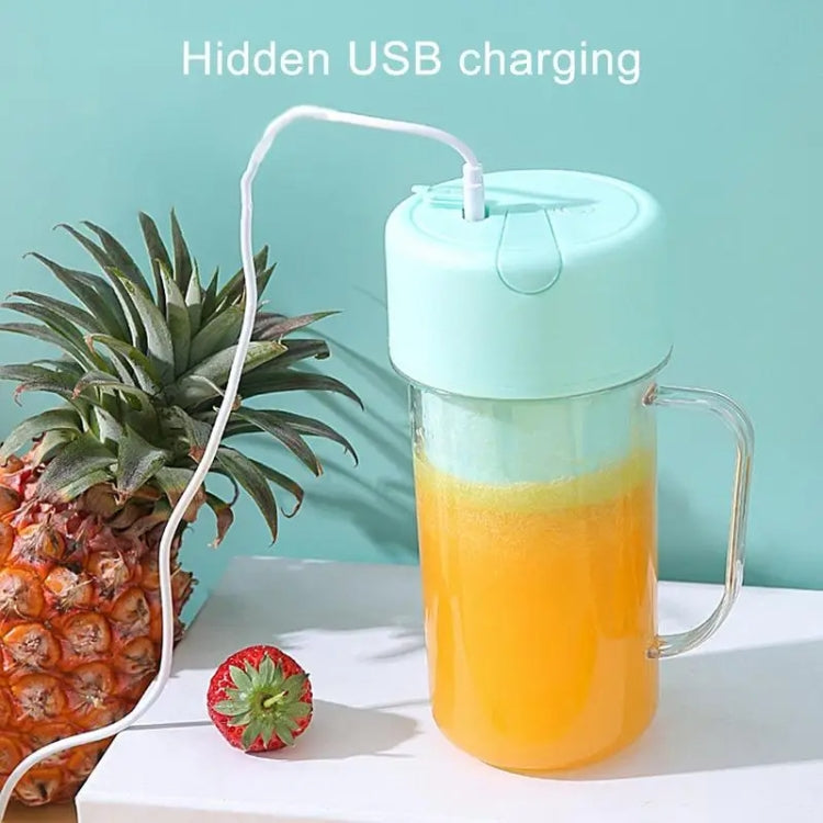 420ml 6枚刃 ストロー付きジュースカップ USB充電式 携帯用フルーツジューサー スムージーメーカー