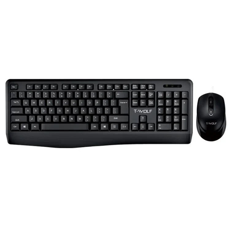 T-WOLF TF-100 2.4G Bluetooth Laptop Office Wireless Keyboard and Mouse Set, TF-100(Black)