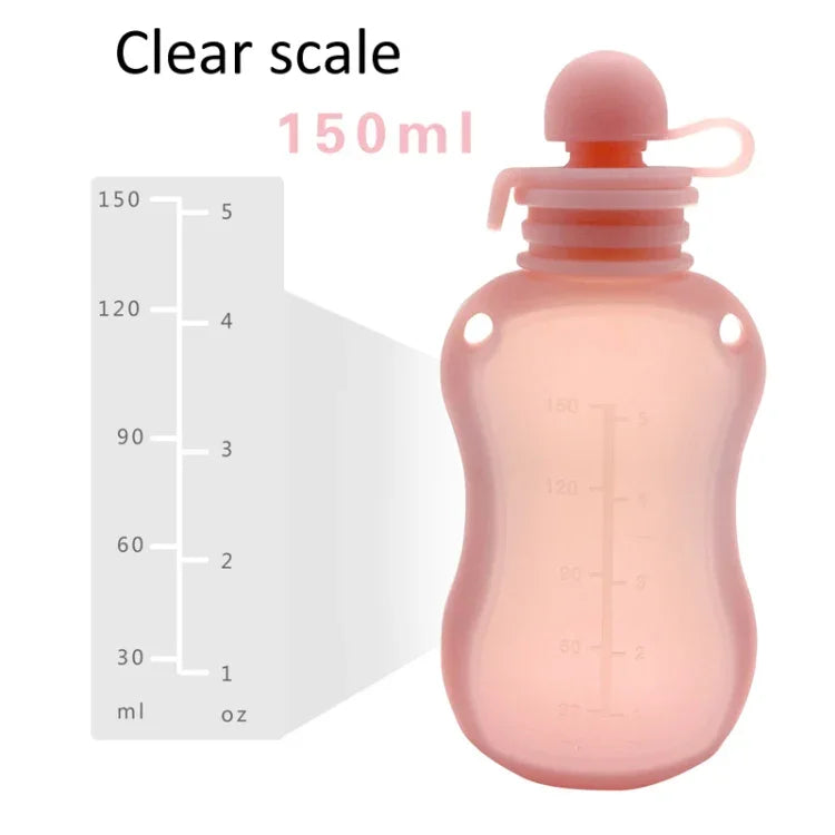 150ml 再利用可能シリコン製ベビーフードパウチ 詰め替え可能しぼり出し保存容器, 150ml ブルー, 150ml ピンク, 150ml ベージュ