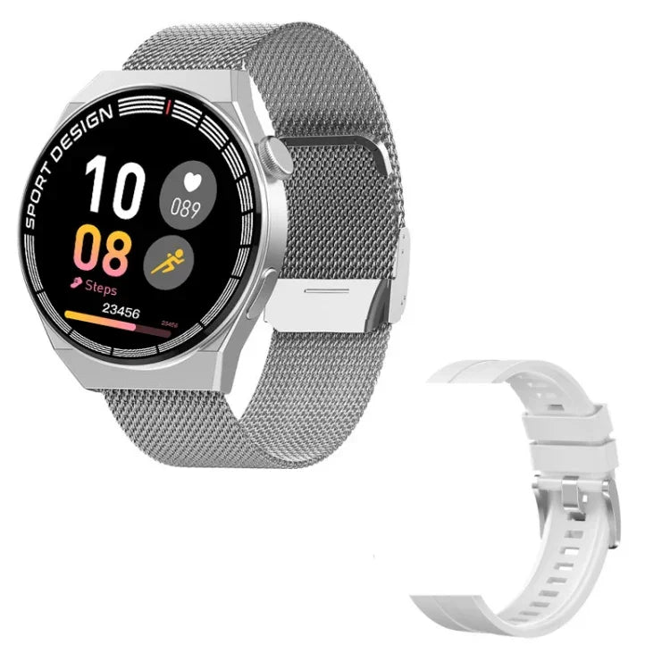GT3Pro 1.28インチ ヘルスモニタリング Bluetooth通話 スマートウォッチ NFC対応、ブラックシリコン、シルバーシリコン、ブラックレザー、ブラウンレザー、ブラックスチール、シルバースチール、ブラック三連スチール、シルバー三連スチール