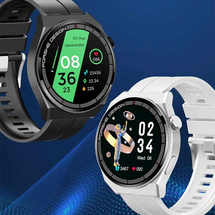 GT3Pro 1.28インチ ヘルスモニタリング Bluetooth通話 スマートウォッチ NFC対応、ブラックシリコン、シルバーシリコン、ブラックレザー、ブラウンレザー、ブラックスチール、シルバースチール、ブラック三連スチール、シルバー三連スチール