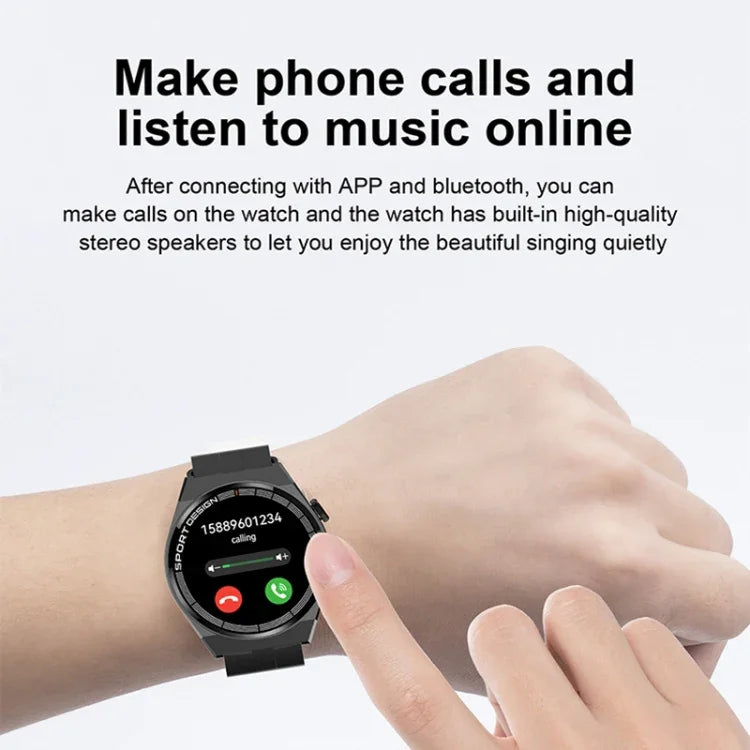 GT3Pro 1.28インチ ヘルスモニタリング Bluetooth通話 スマートウォッチ NFC対応、ブラックシリコン、シルバーシリコン、ブラックレザー、ブラウンレザー、ブラックスチール、シルバースチール、ブラック三連スチール、シルバー三連スチール