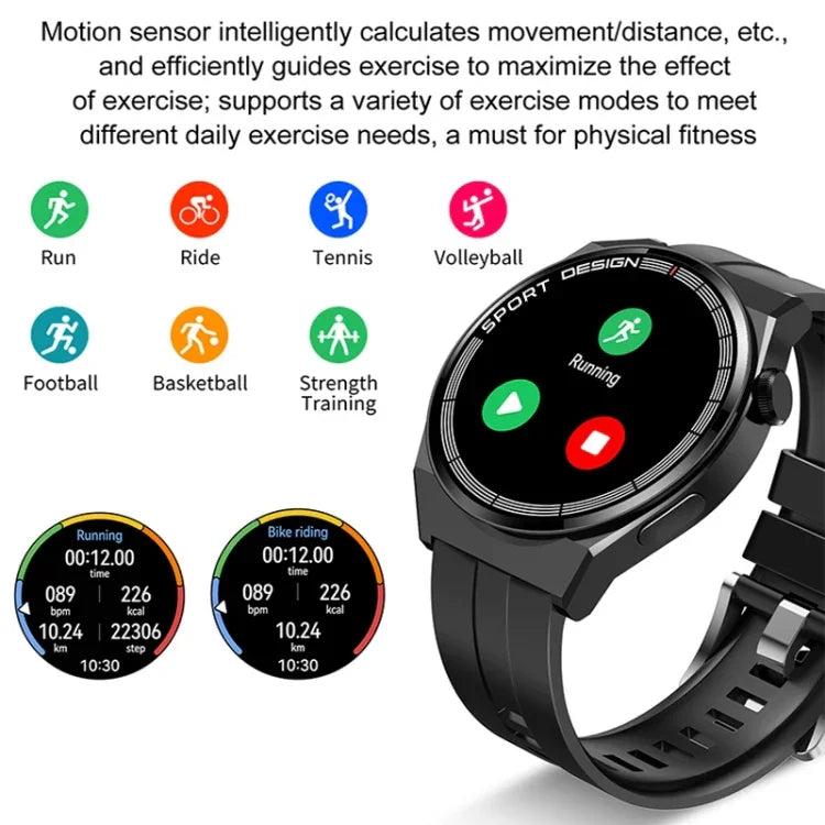 GT3Pro 1.28インチ ヘルスモニタリング Bluetooth通話 スマートウォッチ NFC対応、ブラックシリコン、シルバーシリコン、ブラックレザー、ブラウンレザー、ブラックスチール、シルバースチール、ブラック三連スチール、シルバー三連スチール