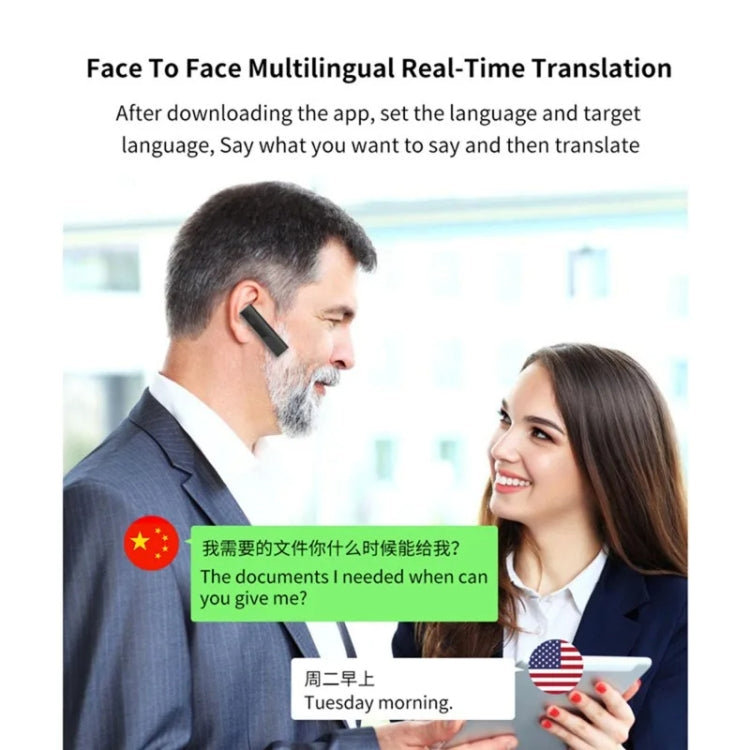 40言語即時リアルタイム翻訳スマートワイヤレスBT5.0翻訳イヤホン、40言語対応（ホワイト）、40言語対応（ブラック）