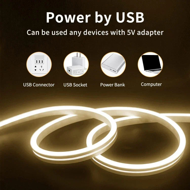 LIXINCORDA 2m 5V USBタッチコントロールLEDライトストリップ フレキシブルネオンシリコーンソフトストリップ、USBタッチコントロール（ピンク）、USBタッチコントロール（暖白色）、USBタッチコントロール（ブルー）