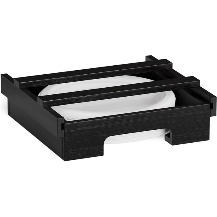 9インチ紙皿ディスペンサー アンダーキャビネット用竹皿ホルダー キッチン収納ラック 24 x 26.5 x 6.5cm