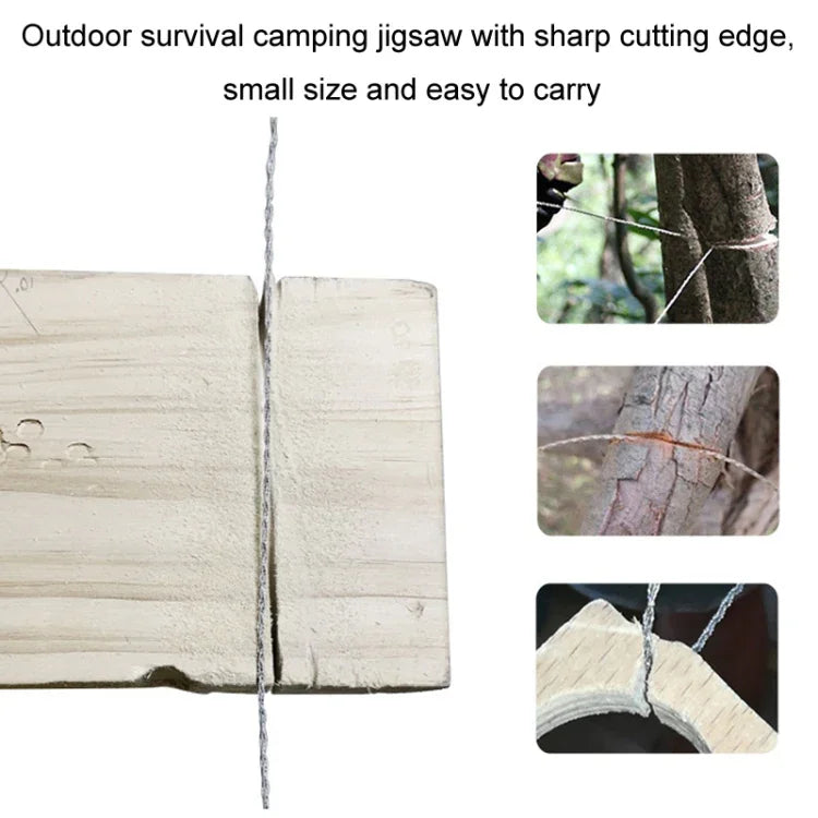 ステンレス製手引きワイヤーソーロープ アウトドアキャンプサバイバル用ノコギリ、オレンジ70cm、ブラック70cm、ブラック63cm、オレンジ63cm