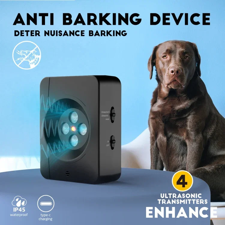 犬用吠え防止装置 4つの強化超音波送信機付き 3段階調整可能、4ヘッド