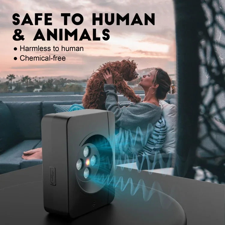 犬用吠え防止装置 4つの強化超音波送信機付き 3段階調整可能、4ヘッド