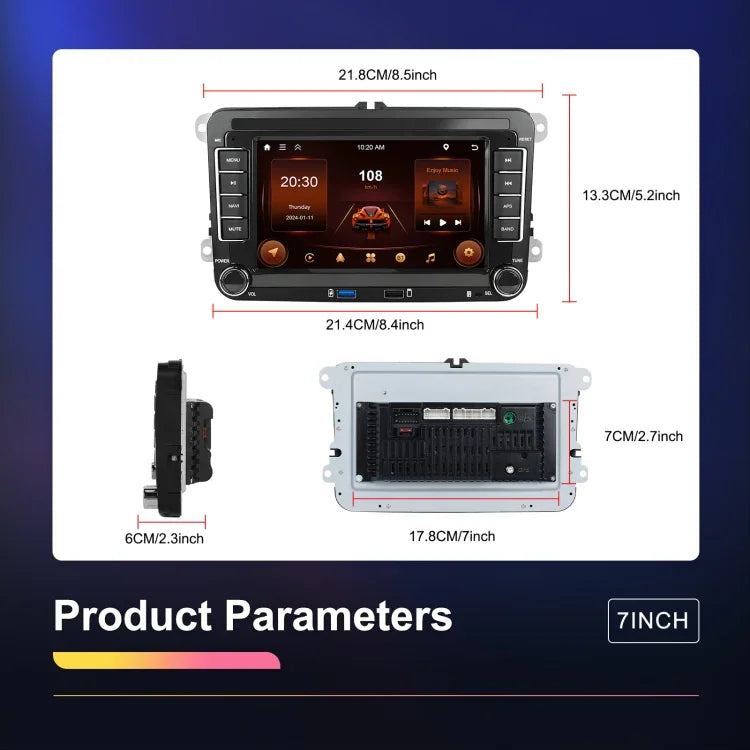 フォルクスワーゲン/シュコダ用 2+64G プレーヤー 大画面 CarPlay Androidナビ 逆走カメラ一体型機、2+64G