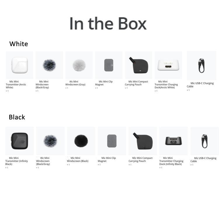 DJI Mic Mini用オリジナル送信機、送信機（ブラック）、送信機（ホワイト）