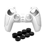 PS5 ゲームパッド用シリコン保護ケース 滑り止め ソフトシリコンカバー、ホワイト、ブルー、ブラック、ホワイト+2キャップ、ブルー+2キャップ、ブラック+2キャップ、ホワイト+8キャップ、ブルー+8キャップ、ブラック+8キャップ
