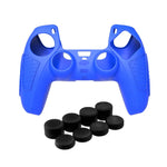 PS5 ゲームパッド用シリコン保護ケース 滑り止め ソフトシリコンカバー、ホワイト、ブルー、ブラック、ホワイト+2キャップ、ブルー+2キャップ、ブラック+2キャップ、ホワイト+8キャップ、ブルー+8キャップ、ブラック+8キャップ