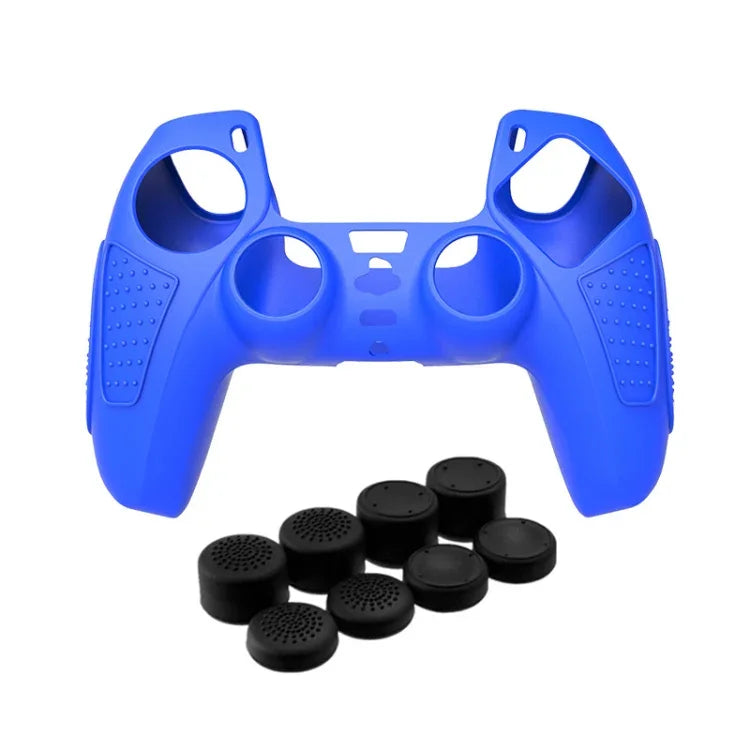 PS5 ゲームパッド用シリコン保護ケース 滑り止め ソフトシリコンカバー、ホワイト、ブルー、ブラック、ホワイト+2キャップ、ブルー+2キャップ、ブラック+2キャップ、ホワイト+8キャップ、ブルー+8キャップ、ブラック+8キャップ