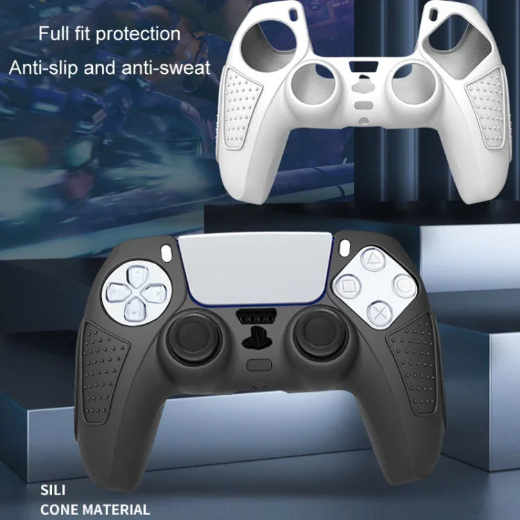 PS5 ゲームパッド用シリコン保護ケース 滑り止め ソフトシリコンカバー、ホワイト、ブルー、ブラック、ホワイト+2キャップ、ブルー+2キャップ、ブラック+2キャップ、ホワイト+8キャップ、ブルー+8キャップ、ブラック+8キャップ