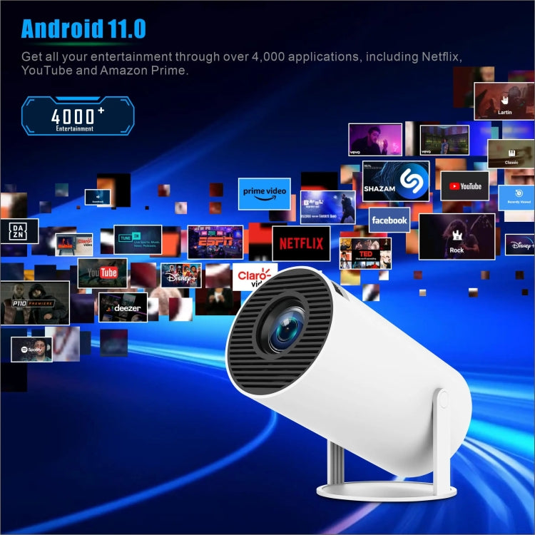 HY300 PRO スマートプロジェクター Android 11.0システム 160ルーメン ポータブルプロジェクター、EUプラグ、USプラグ、UKプラグ、AUプラグ