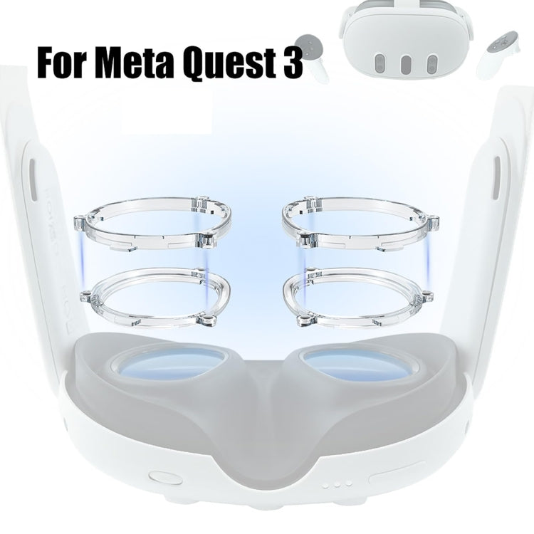 Meta Quest 3用VRマグネティックメガネフレーム L&Rフレーム透明 ブルーライトカットレンズ+透明フレーム L&Rフレーム黒 ブルーライトカットレンズ+黒フレーム