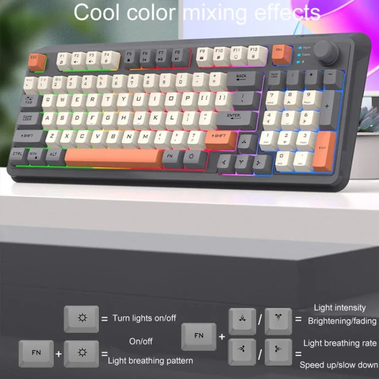 XUNSVFOX K94 ワイヤレスBluetoothデュアルモードメカニカルキーボードゲーミングオフィスノートパソコンキーボード
