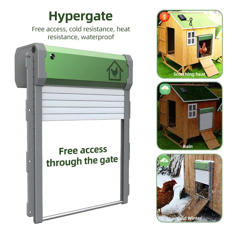 ソーラー充電式自動鶏小屋ドア 4モード自動鶏ドア リモコン付き、ソーラー