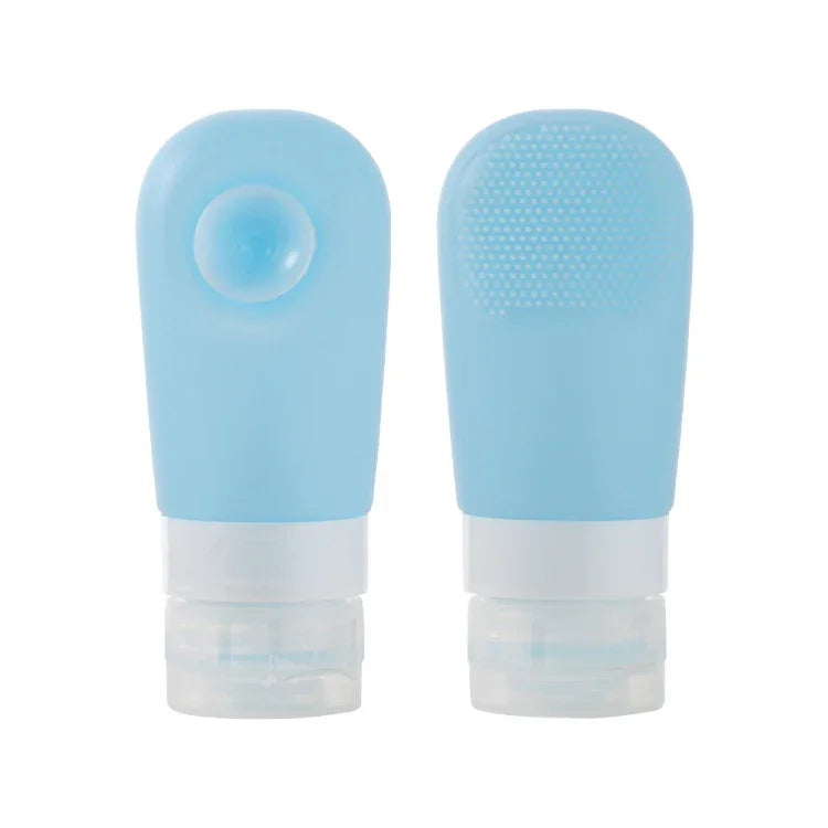 60ml Silicone Suction Cup With Brush Squeezed Bottle Portable Travel Storage Bottle, Blue, Green, Pink