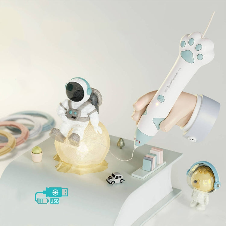 猫の爪 USB充電 低温3Dプリントペン 子供用DIY落書き3Dペイントペン、ミントグリーン、サクラピンク