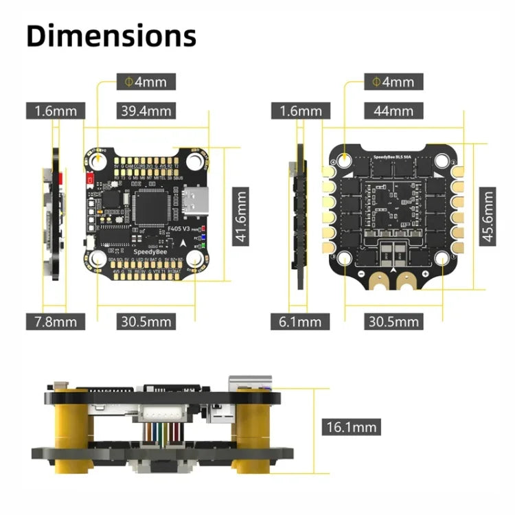 3-6S リポ バロメーター RCドローン用、SpeedyBee BLS 50A 4-in-1 ESC