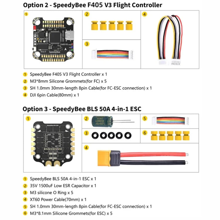 3-6S リポ バロメーター RCドローン用、SpeedyBee BLS 50A 4-in-1 ESC