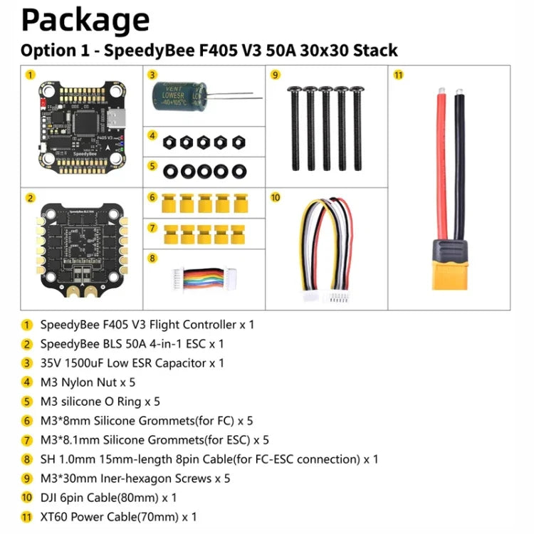 3-6S リポ バロメーター RCドローン用、SpeedyBee BLS 50A 4-in-1 ESC