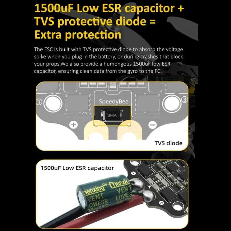 3-6S リポ バロメーター RCドローン用、SpeedyBee BLS 50A 4-in-1 ESC