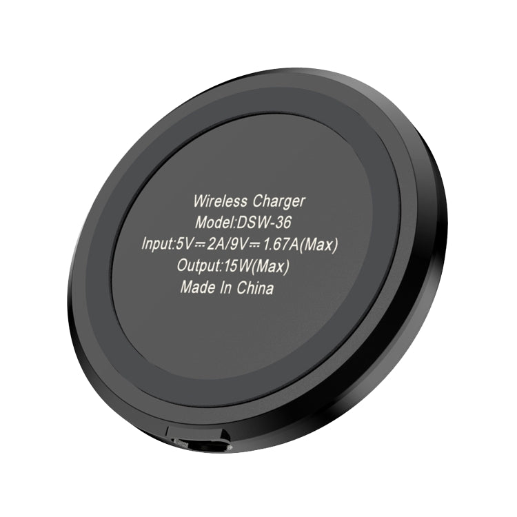 DSW-36B モバイルフォンワイヤレス充電器 ミニ 15W 急速充電 Type-C 丸型 QI、DSW-36B