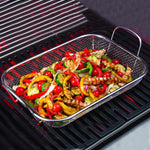 ステンレススチール スクエア BBQバスケット 高さ調整ハンドル 防熱グリルバスケット、42.5x28x10.5