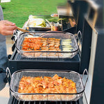 ステンレススチール スクエア BBQバスケット 高さ調整ハンドル 防熱グリルバスケット、42.5x28x10.5