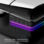 Sony PS5 Slim IPEGA PG-P5S021 RGBライト搭載 ホスト用横置きスタンド 4 USBハブ付き、ホワイト