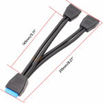 コンピューターマザーボード 19ピン USB3.0 1対2延長ケーブル, 21cm 19ピン