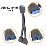コンピューターマザーボード 19ピン USB3.0 1対2延長ケーブル, 21cm 19ピン