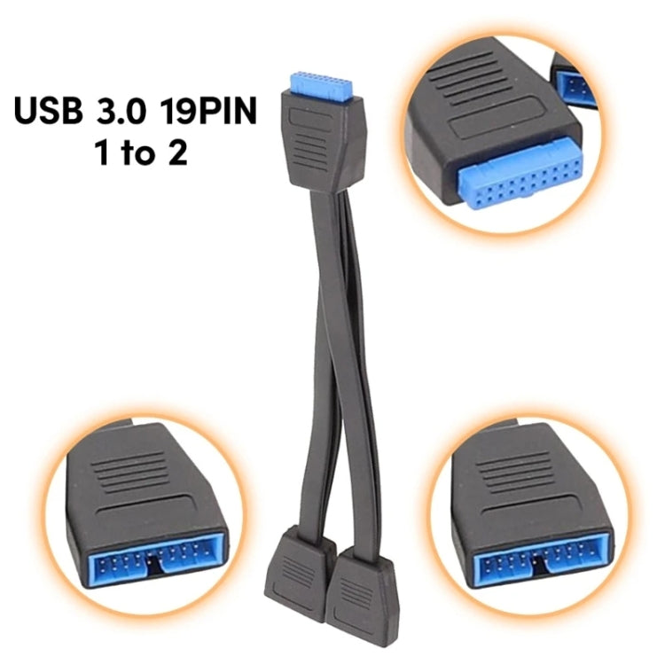 コンピューターマザーボード 19ピン USB3.0 1対2延長ケーブル, 21cm 19ピン