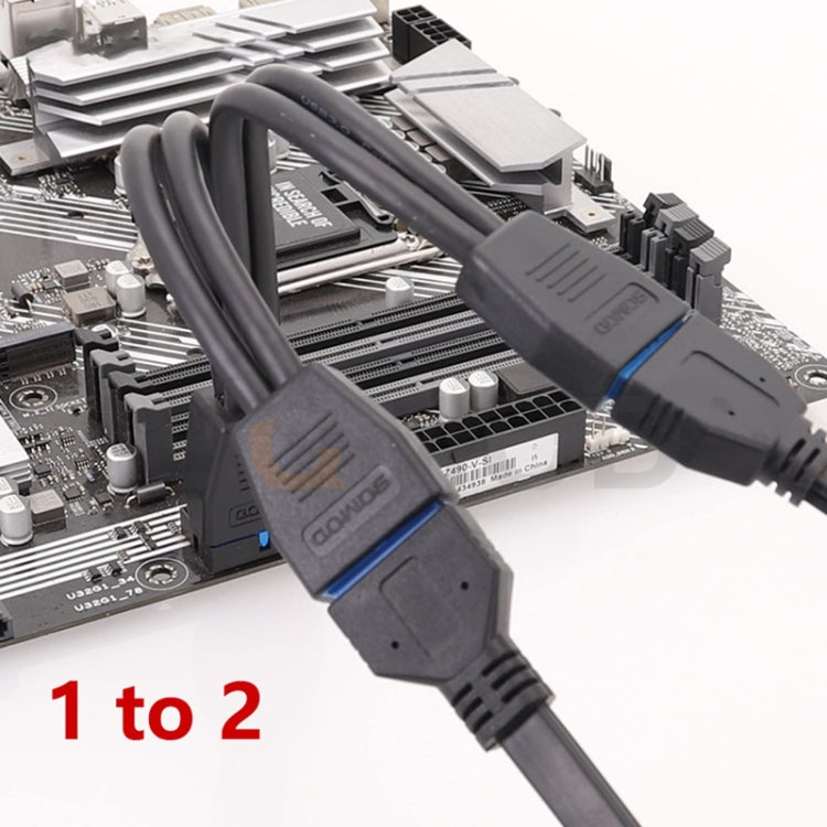 コンピューターマザーボード 19ピン USB3.0 1対2延長ケーブル, 21cm 19ピン
