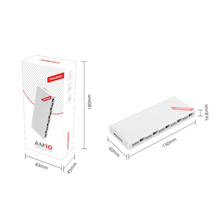 COOLMOON AM10 ARGB+PWM デュアル10ポート温度制御スプリッターケースファン 5V 3ピンハブ