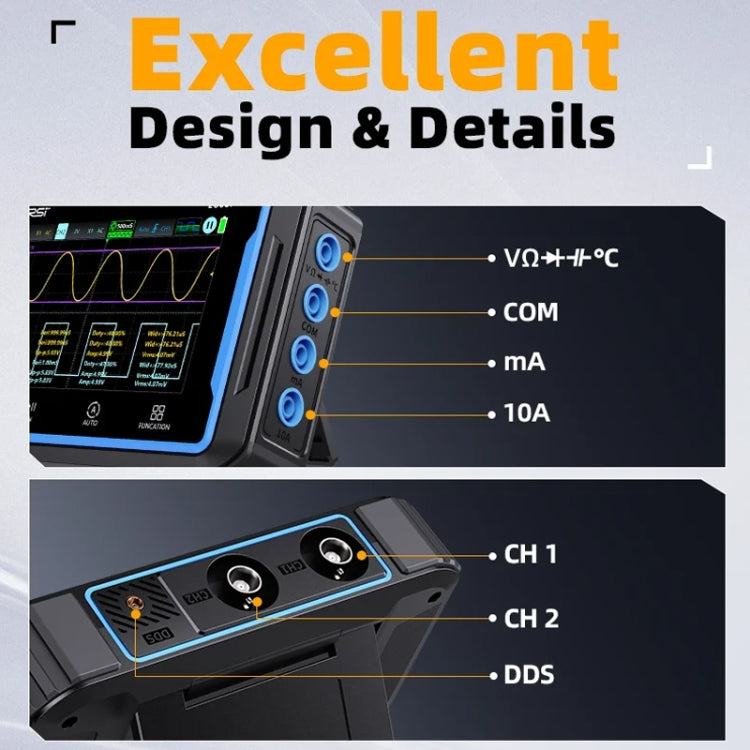 FNIRSI 2C53Pデュアルチャネルフラットパネルデジタルオシロスコープマルチメーター信号発生器3イン1、2C53P