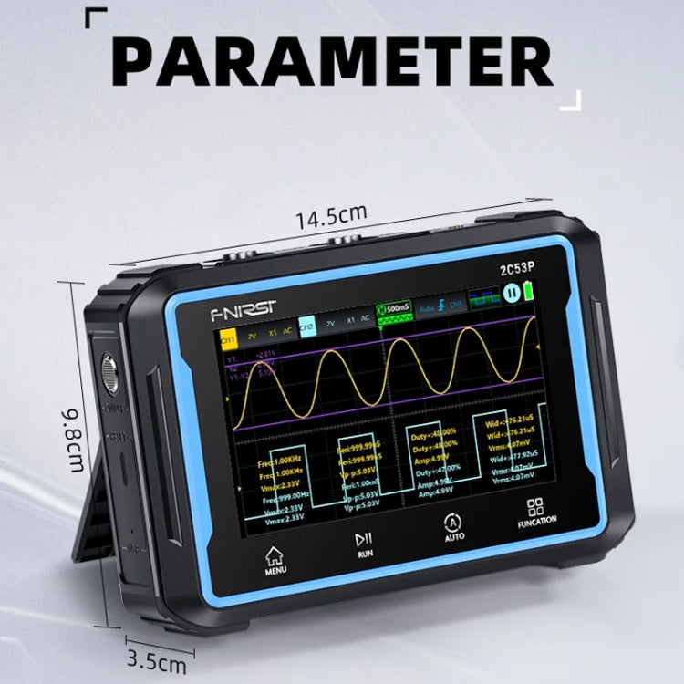 FNIRSI 2C53Pデュアルチャネルフラットパネルデジタルオシロスコープマルチメーター信号発生器3イン1、2C53P