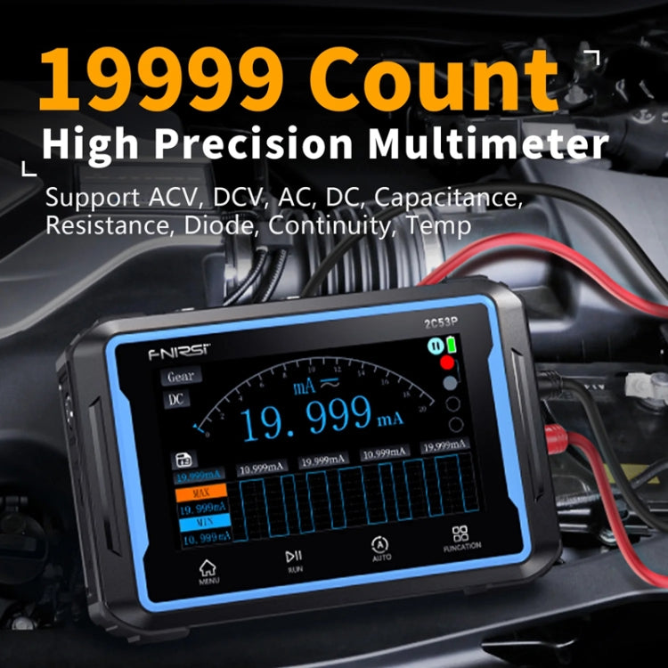 FNIRSI 2C53Pデュアルチャネルフラットパネルデジタルオシロスコープマルチメーター信号発生器3イン1、2C53P